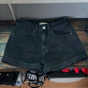 Black Jean Mom Shorts